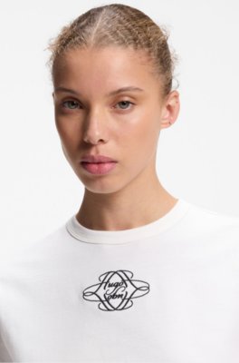 Hugo Cotton T-shirt with embroidered logo dam – bild 3