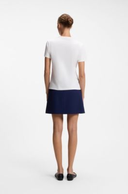 Cotton T-shirt with embroidered logo, Natural