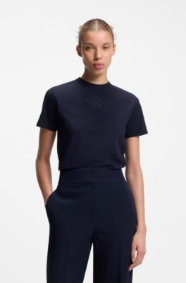 Cotton T-shirt with embroidered logo, Blue