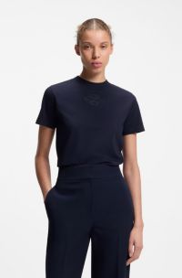 Cotton T-shirt with embroidered logo, Blue