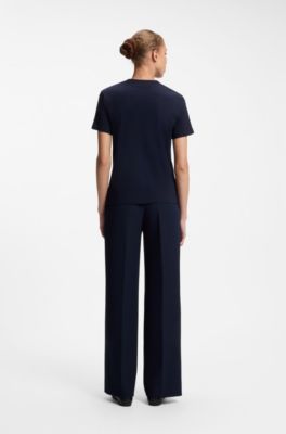 Cotton T-shirt with embroidered logo, Blue