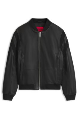 Leather bomber jacket, Black
