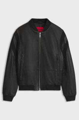 Leather bomber jacket, Black