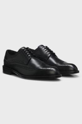 Timeless leather Derby shoes with brogue stitching, Black