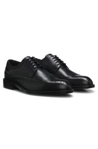 Chaussures derby en cuir intemporelles &agrave; surpiq&ucirc;res richelieu, Noir