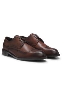 Chaussures derby en cuir intemporelles &agrave; surpiq&ucirc;res richelieu, Marron