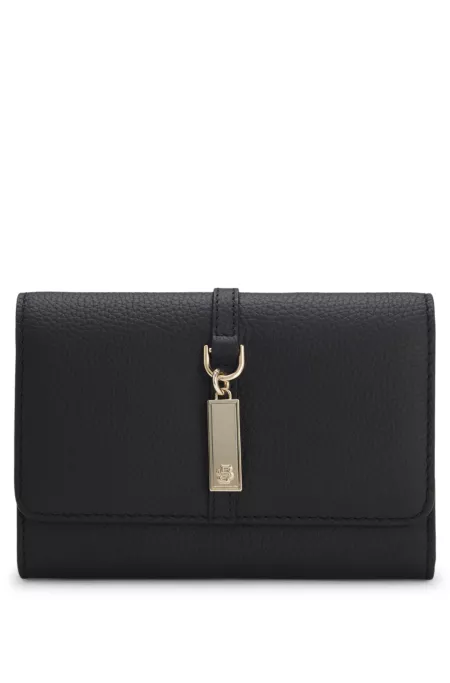 Leather wallet with Double-B-monogram plaque