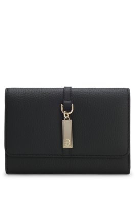 Leather wallet with Double-B-monogram plaque