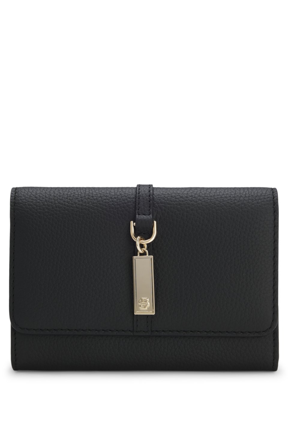Leather wallet with Double-B-monogram plaque