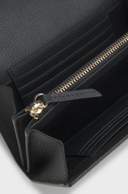 Leather wallet with Double-B-monogram plaque, Black