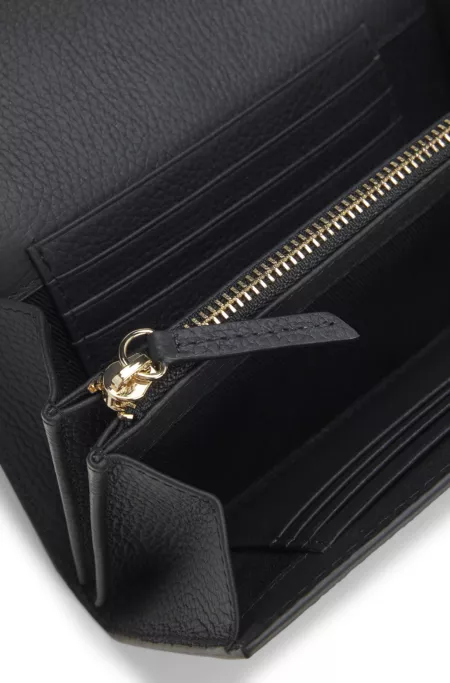 Leather wallet with Double-B-monogram plaque