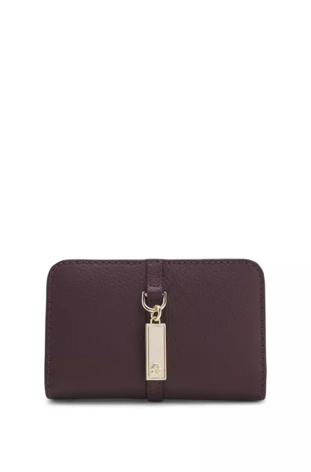 Grained-leather wallet with Double-B-monogram plaque