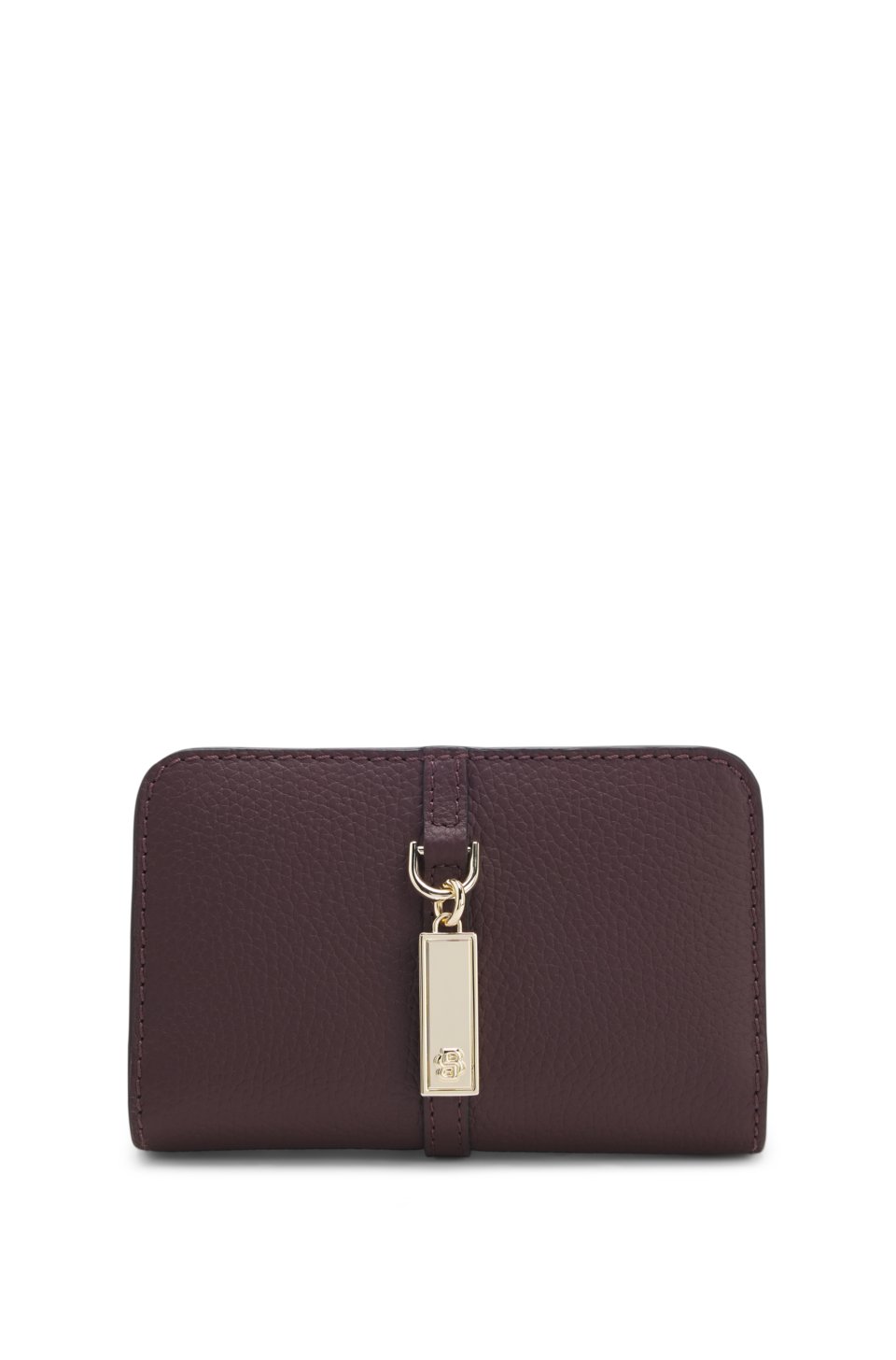 Grained-leather wallet with Double-B-monogram plaque