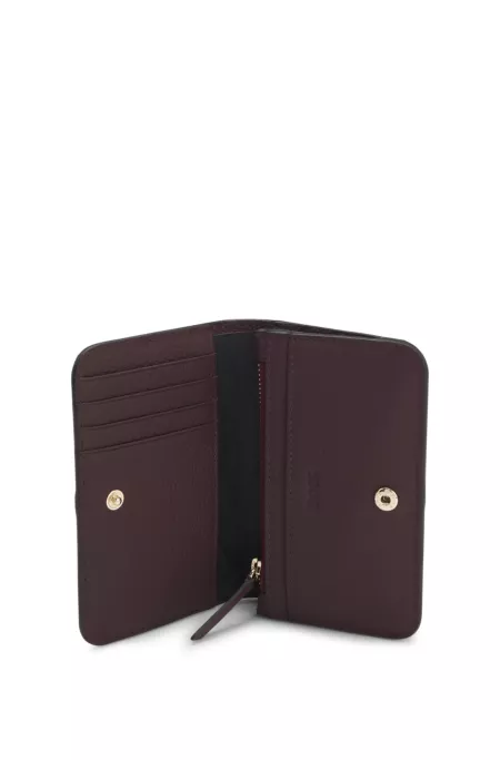 Grained-leather wallet with Double-B-monogram plaque