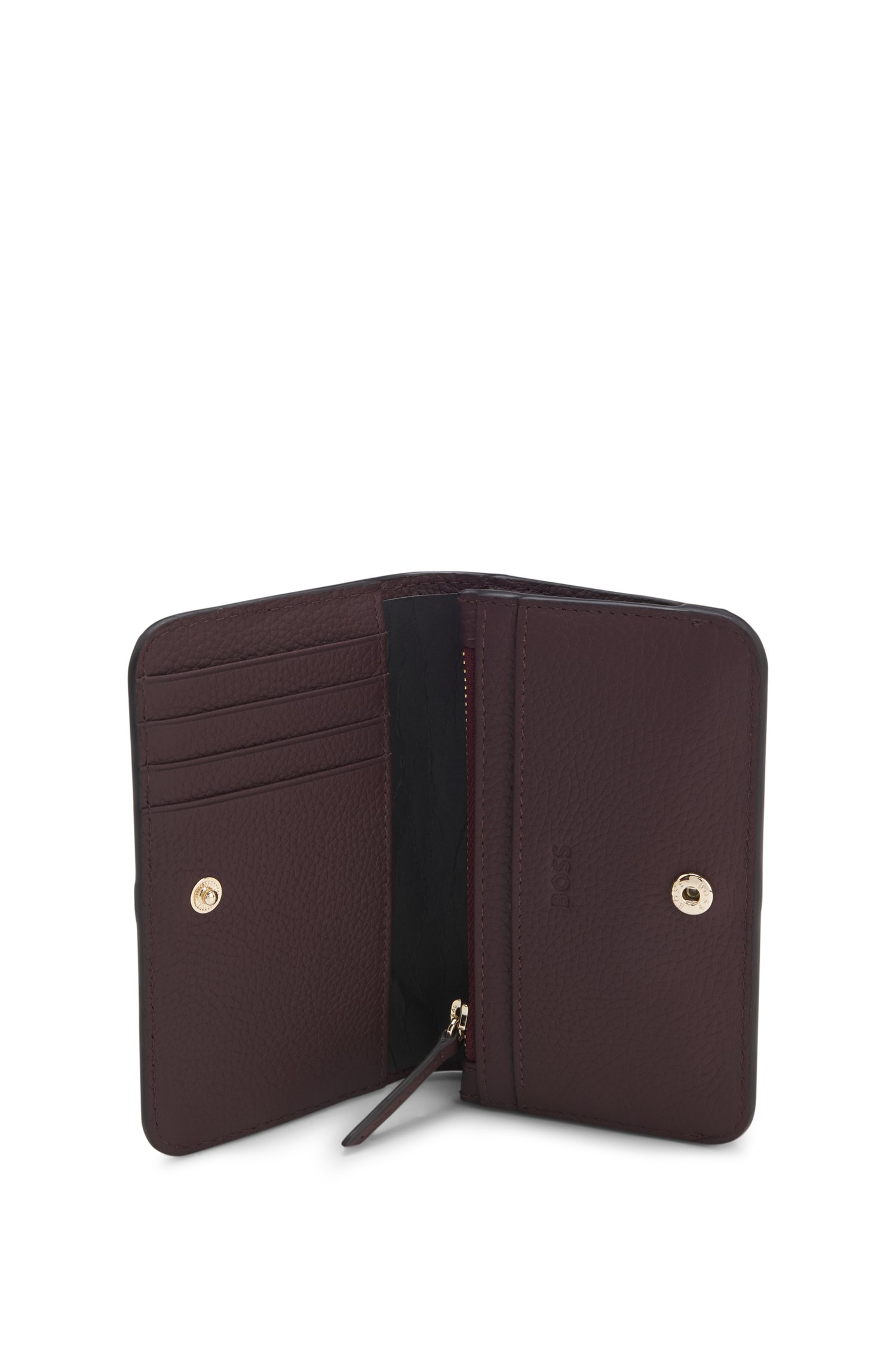 Boss Grained-leather wallet with Double-B-monogram plaque plånböcker & korthållare dam – bild 4