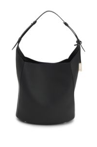 Bucket bag in leather with Double-B-monogram plaque, Black