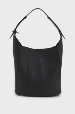 Bucket bag van leer met Double B-monogramplaat, Zwart