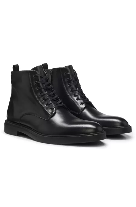 Bottines à lacets en cuir avec fermeture éclair latérale