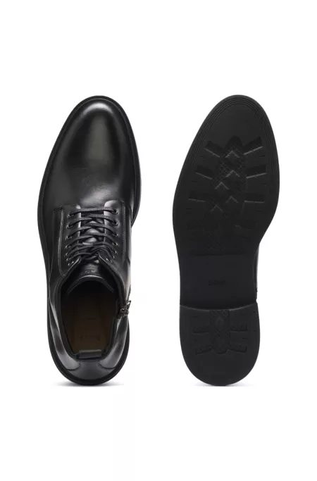 Bottines à lacets en cuir avec fermeture éclair latérale