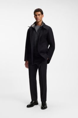 Leather lace-up boots with a side zip, Black