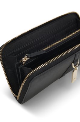 Boss Ziparound wallet in grained leather with Double B charm plånböcker dam – bild 4