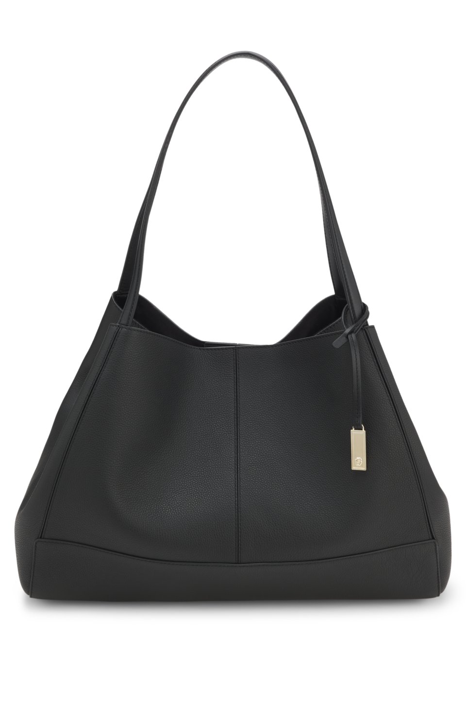 Tote bag in grained leather with detachable pouch