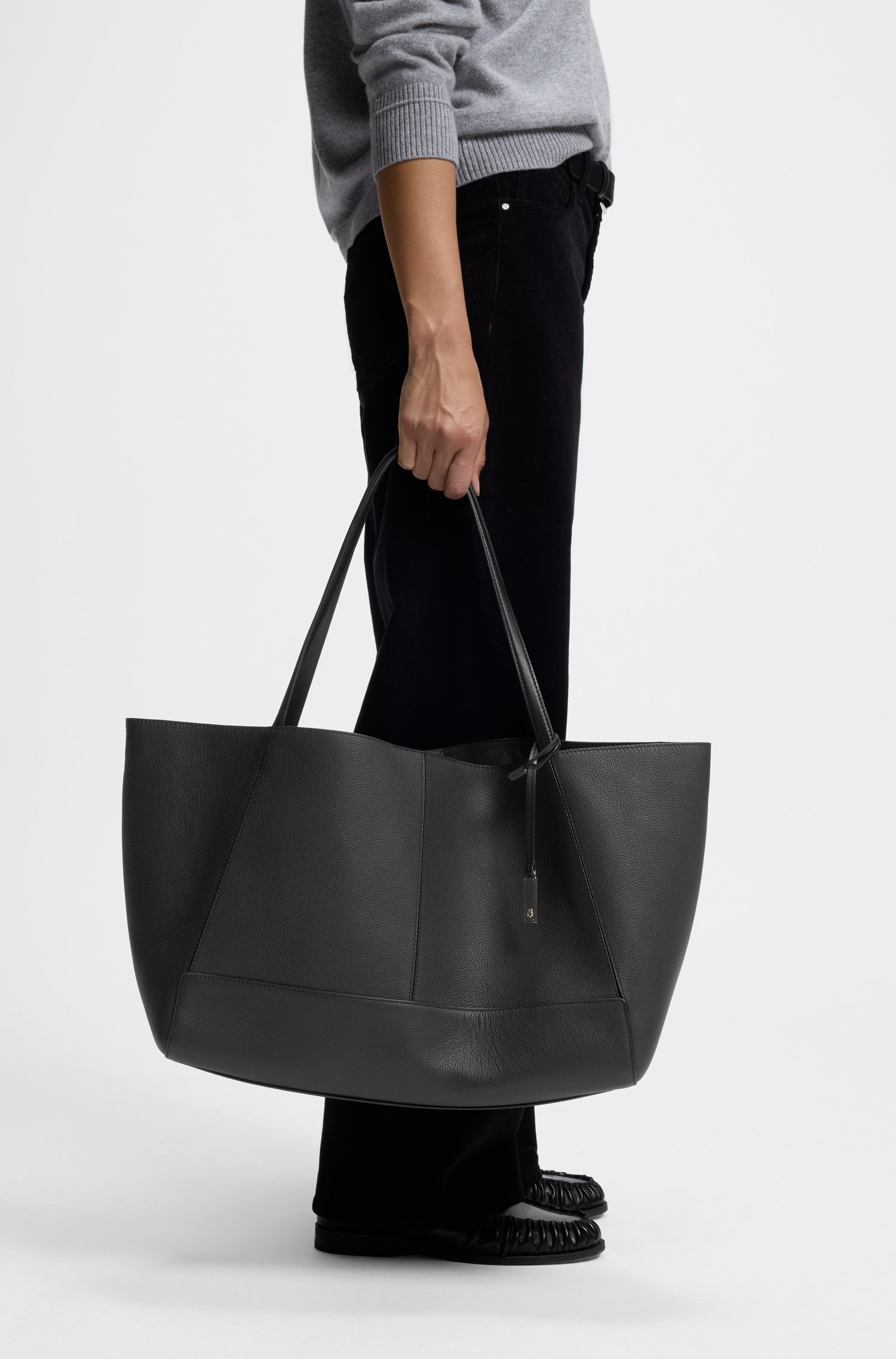 Boss Tote bag in grained leather with detachable pouch shoppingväskor & totes dam – bild 2
