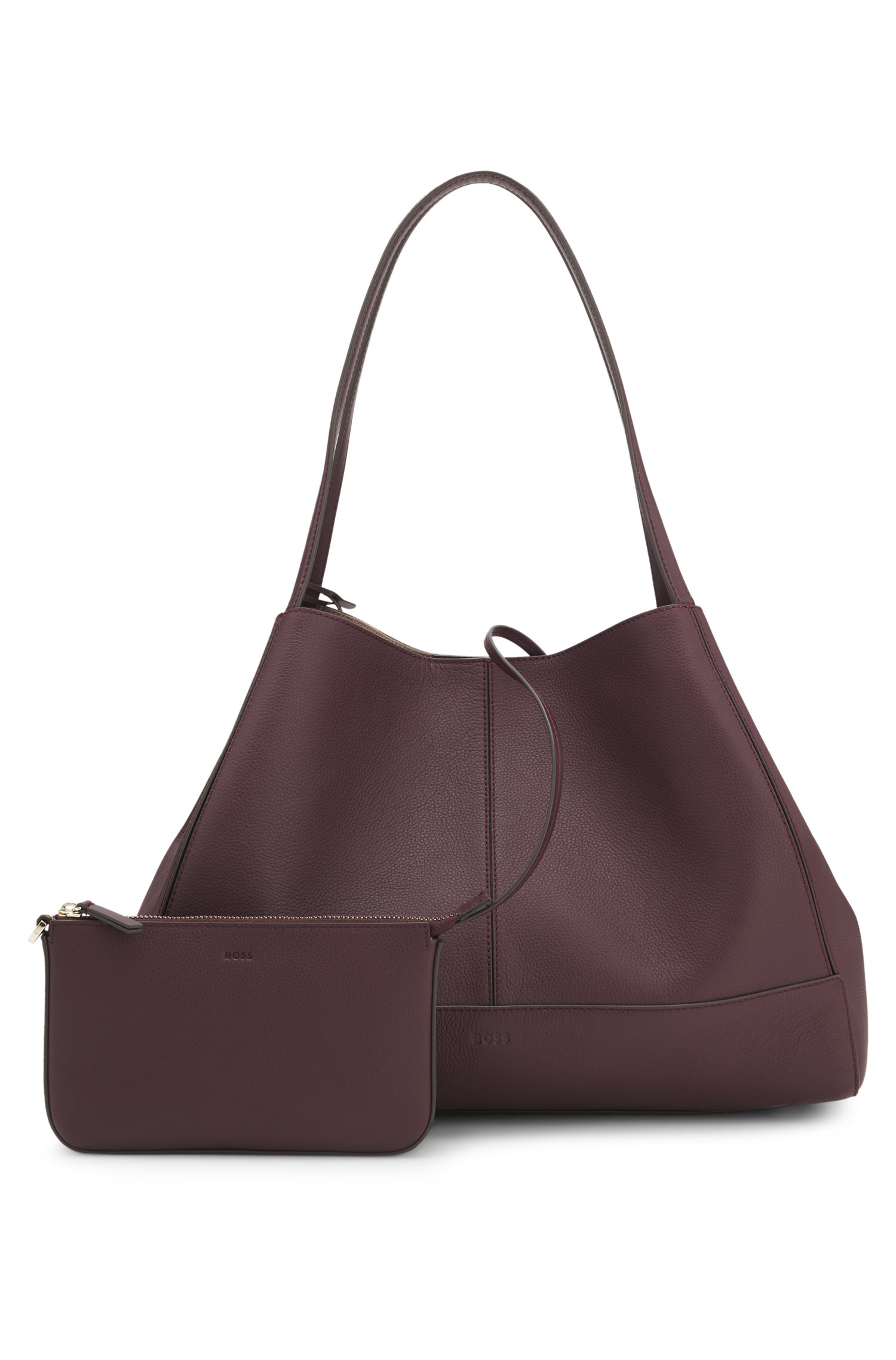 Boss Tote bag in grained leather with detachable pouch shoppingväskor & totes dam – bild 3