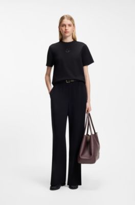 Draagtas van generfd leer met afneembare pouch, Bordeaux