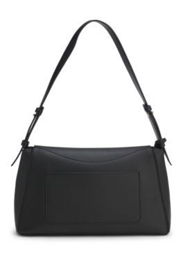 Boss Shoulder bag in grained leather with logo plate axelremsväskor dam – bild 3