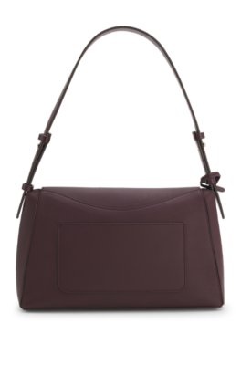Boss Shoulder bag in grained leather with logo plate axelremsväskor dam – bild 3