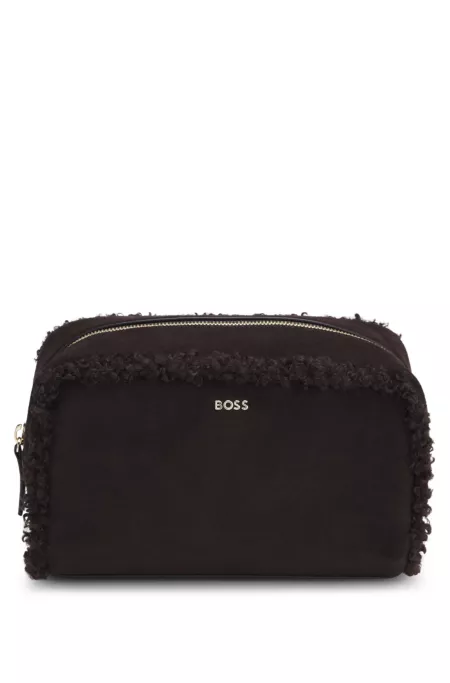 Compact pouch with gold-tone lettering logo