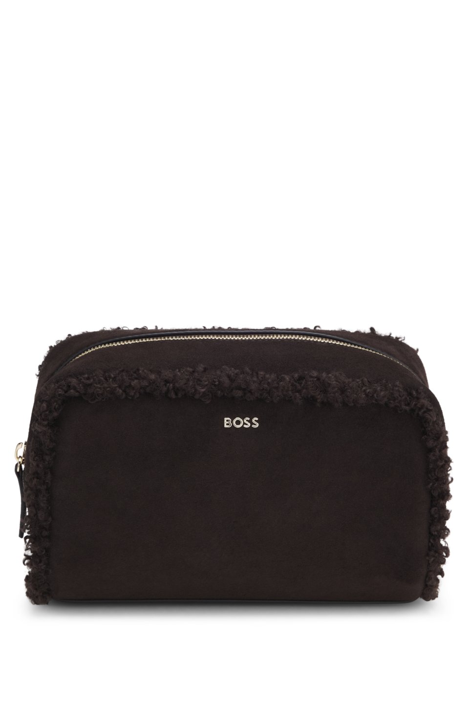 Compact pouch with gold-tone lettering logo