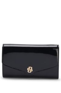 Faux-leather clutch bag with Double B monogram, Black
