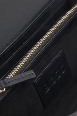 Faux-leather clutch bag with Double B monogram, Black