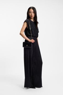 Faux-leather clutch bag with Double B monogram, Black