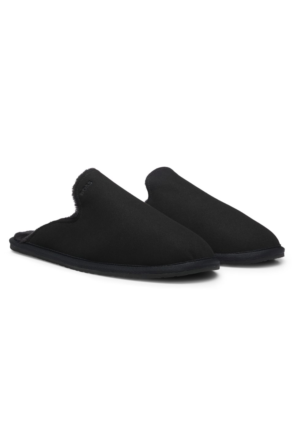 Shearling-lined slippers with logo detail