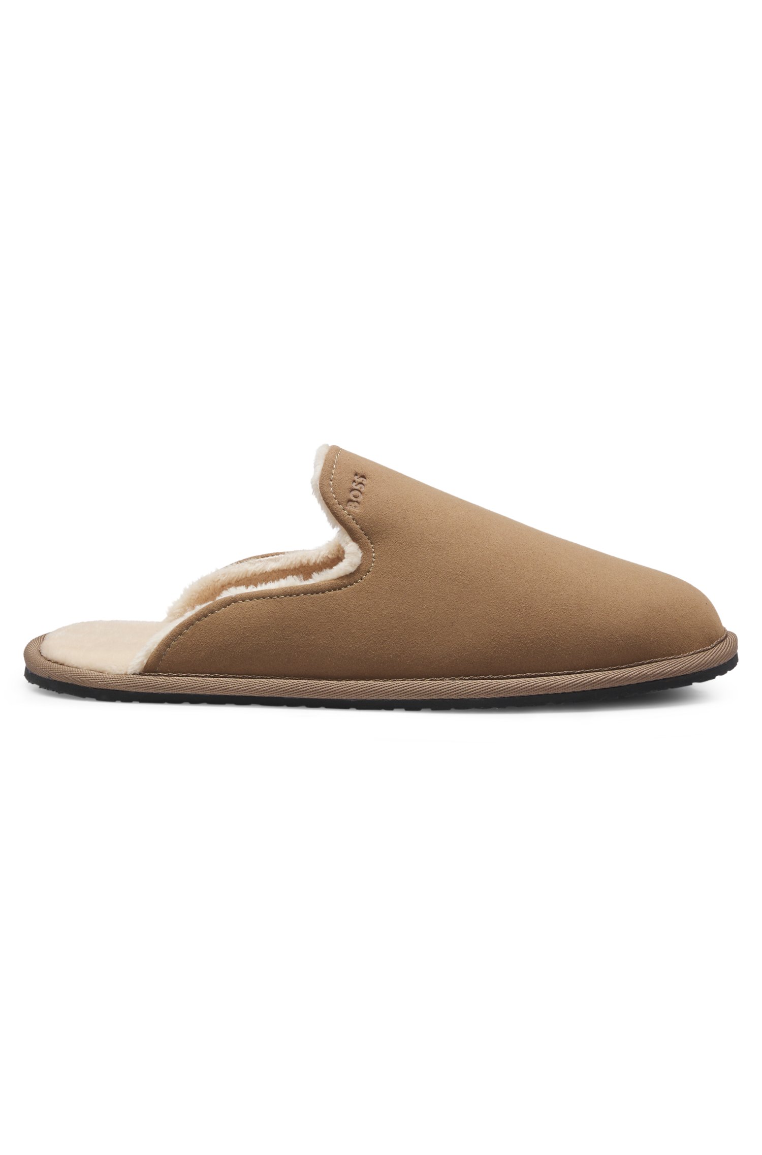 Boss Shearling-lined slippers with logo detail tofflor & clogs herr – bild 3