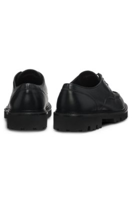 Leather Derby shoes with a constructed lug sole, Black