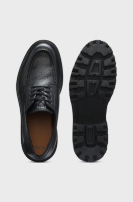 Leather Derby shoes with a constructed lug sole, Black