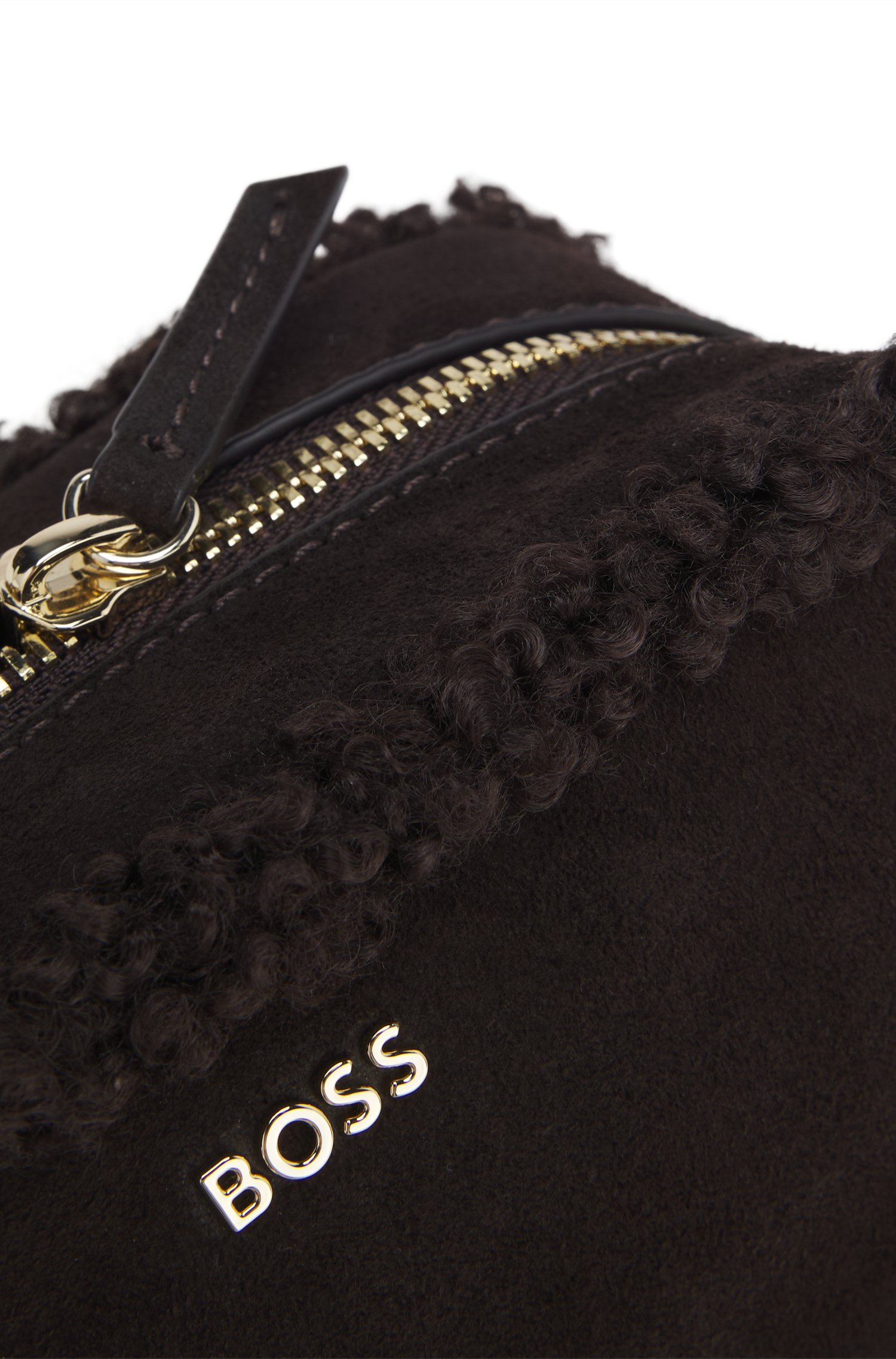 Boss Small pouch in faux suede with gold-tone logo necessärer dam – bild 2