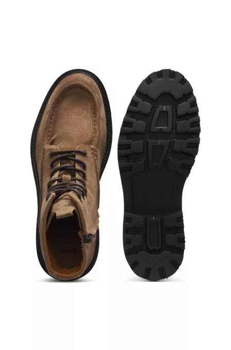Bottines à lacets en cuir suédé avec fermeture éclair latérale