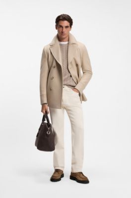 Lace-up boots in suede with side zip, Beige