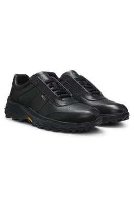 Leather trainers with Vibram sole, Black