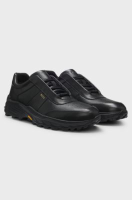 Leather trainers with Vibram sole, Black