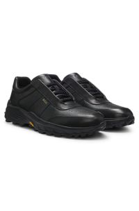 Leather trainers with Vibram sole, Black