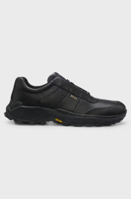 Leather trainers with Vibram sole, Black