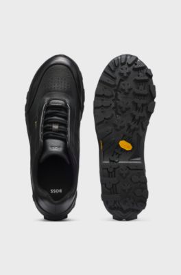 Leather trainers with Vibram sole, Black