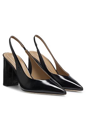 Heeled pumps in leather with slingback strap