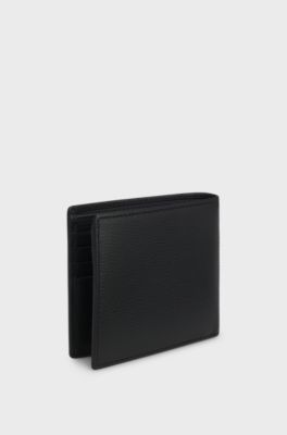 Logo-patch leather wallet, Black